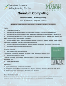 Quantum Computing Seminar Series and Working Group @ Exploratory Hall